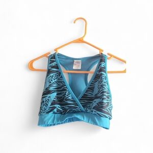 Zumba Fitness Blue and Black Patterned Medium Sports Bra AND Medium Leggings